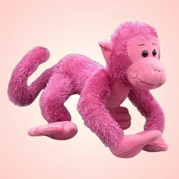 Wish Pets Posable Plush Pastel Monkey 2004 Harry 12” Stuffed Animal Pink Toy - Picture 2 of 9